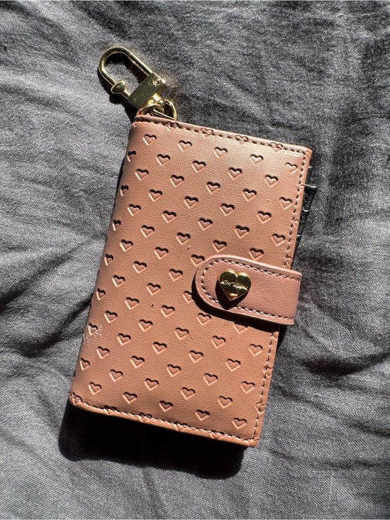 Betsey Johnson Handbags - Beige-Pink Heart-Embossed Keychain Wallet